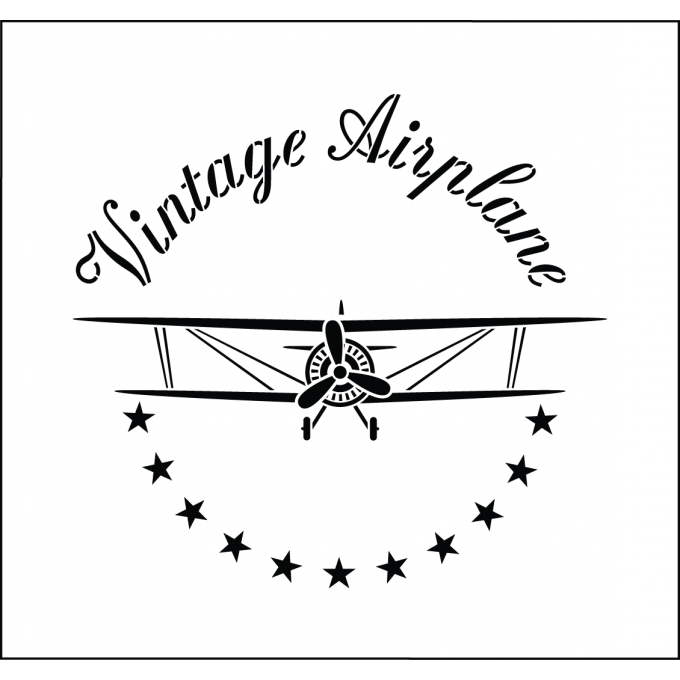 Pochoir Vintage Airplane